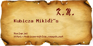 Kubicza Miklós névjegykártya